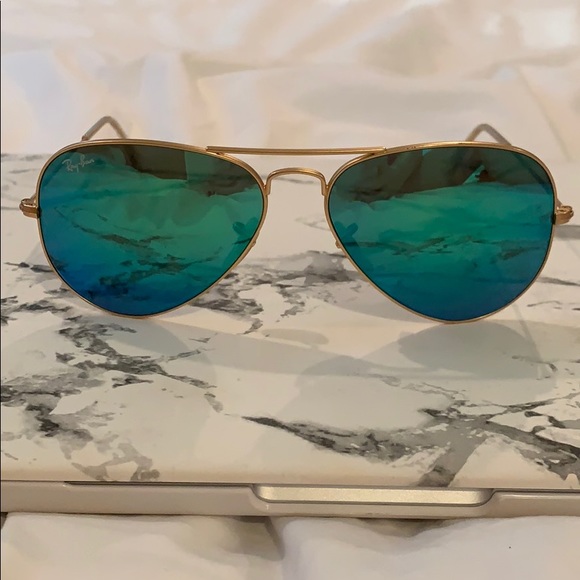 Ray Ban Flash Mirror Green Sunglasses - Picture 3 of 7